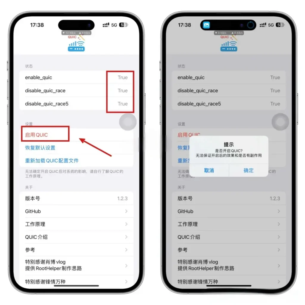 iPhone一键开启QUIC,提升手机网速插图3