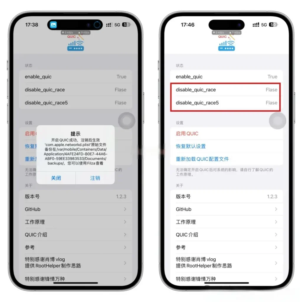 iPhone一键开启QUIC,提升手机网速插图4